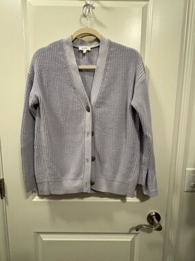 Haven by Talbots Lilac Rib-Knit V-Neck Button Cardigan and Matching Tee